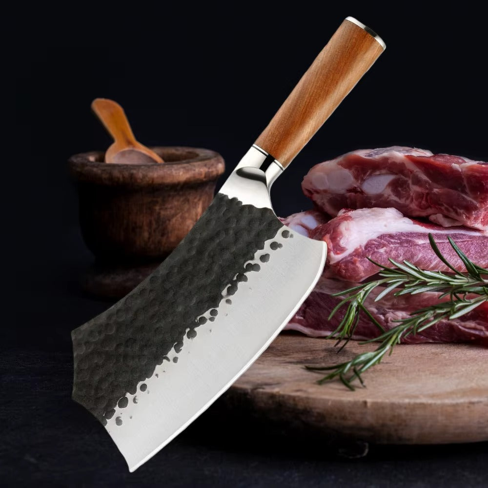 Forged Steel Chef Cleaver Knife – 7.5” with Wood Handle